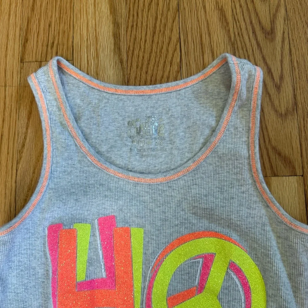 Justice Girls Ribbed Tank Top Hope Graphic Sz 14